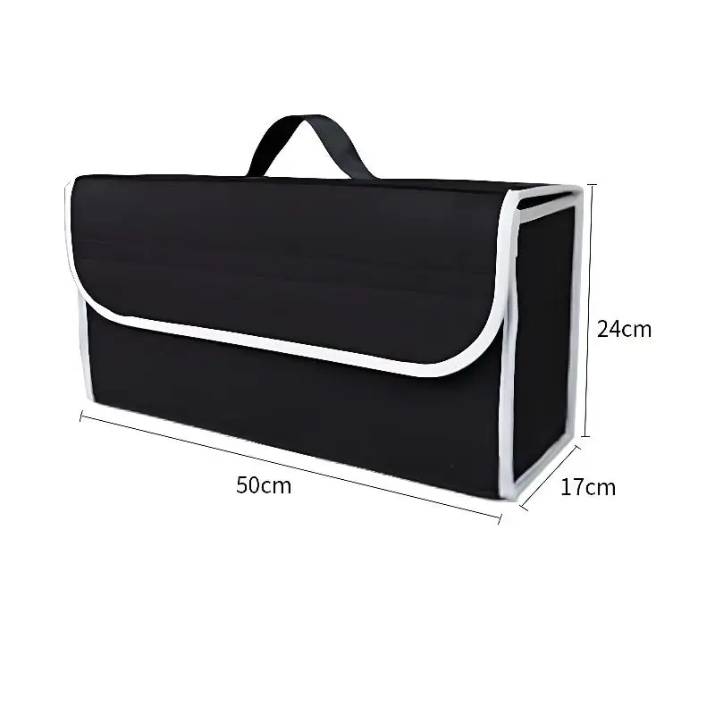 Large Soft Felt Car Trunk Organizer - Anti-Slip Compartment Storage Bag for Boots/Tools, Auto Trunk Accessory