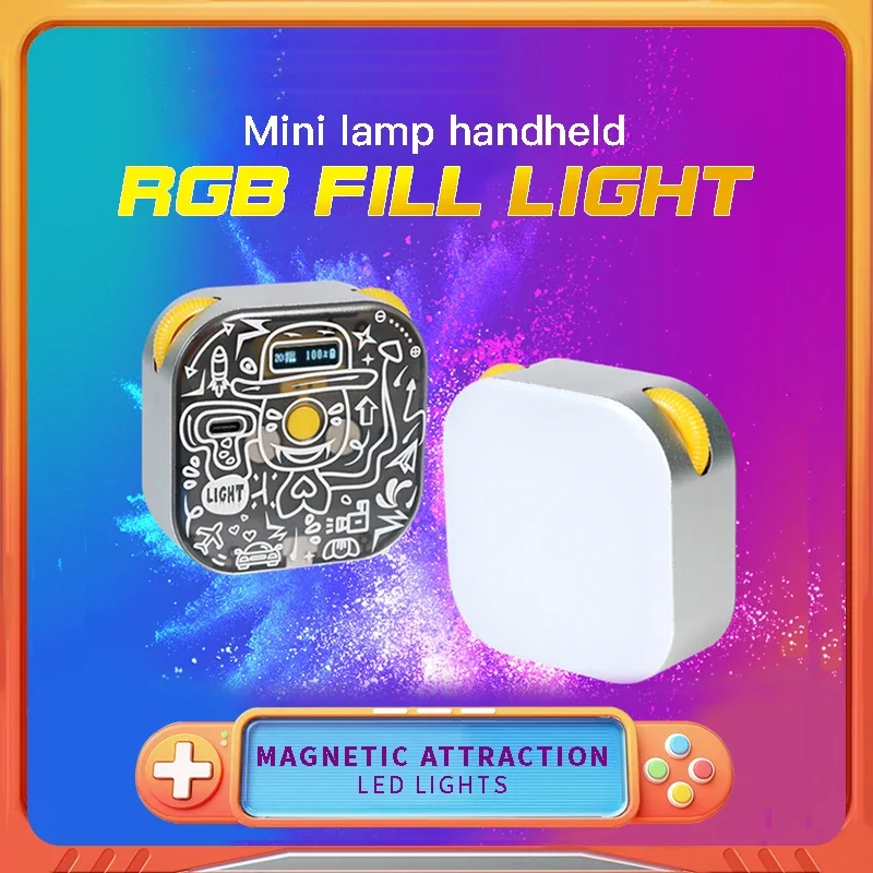 

YONGEER Fill Light Tofu Mini Lamp Handheld RGB Fill Light Pocket Magnetic Anchor Mobile Phone Selfie Light Photography