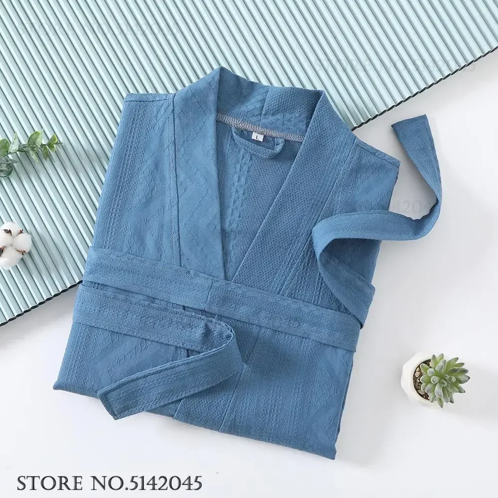 

Весенне-летний халат для пары, одежда для сна, домашний халат, хлопково-марлевое кимоно, банный халат, одежда для дома, пижама с v-образным вырезом, пеньюар