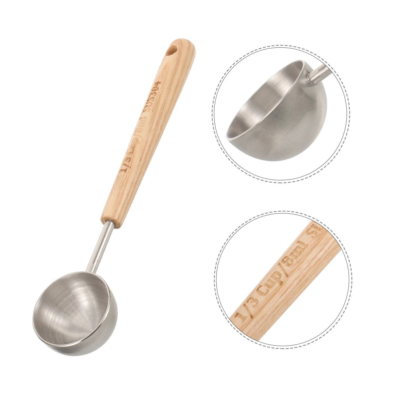 

Teaspoon Measuring Spoon Stainless Steel with Wooden Handle Anti-Rust Measuring Scale for Baking Cooking Kitchen