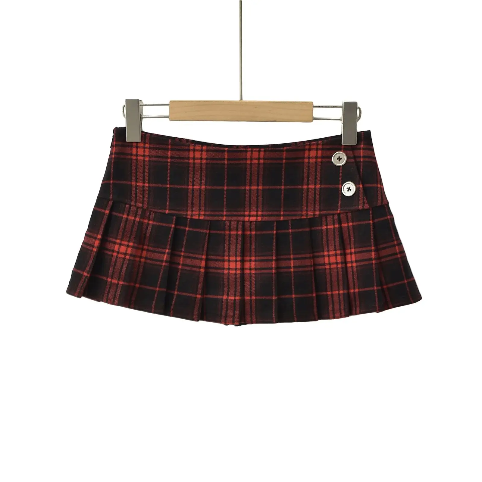 Vintage Korean Fashion Plaid Skirts for Women Summer H-Shape Mid-Calf Length PVC Material Embroidery Design Office-Worthy