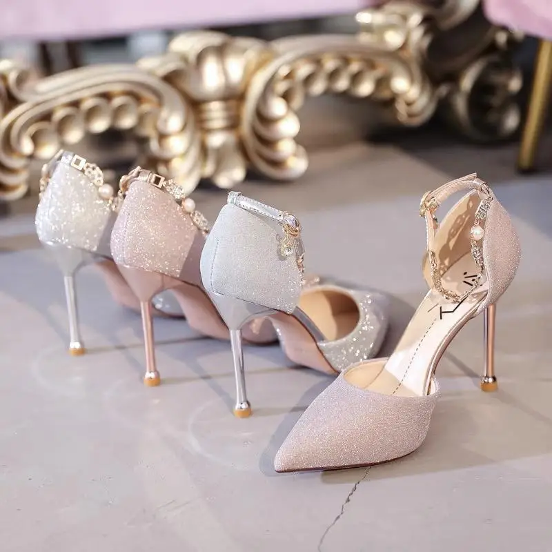 

Summer 2025 New High Heel Sandals for Women, Fine Heels, Bridal Wedding Shoes, Elegant Single Shoes Zapatos De Mujer