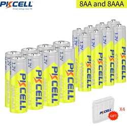 PKCELL 8Pcs 2800mAh 1.2V AA Rechargeable Batteries+8Pcs 1100mAh 1.2V AAA Battery NI-MH AA AAA Rechargeable Battery for Mic Toy