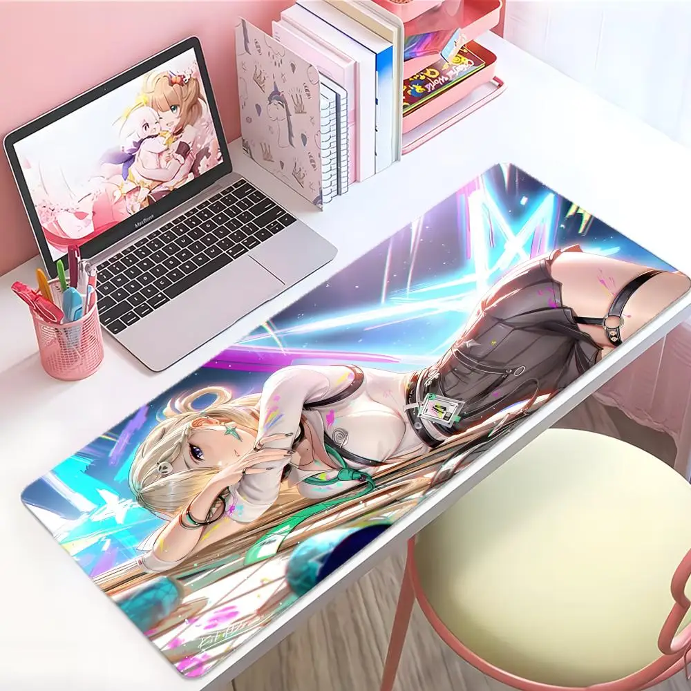 Anime Mouse Pad Gamer XXL Keyboard Table Mat Long Pink Hair Pink Outfit Anime Girl Multi Scene Office Gaming Home Desk Mat