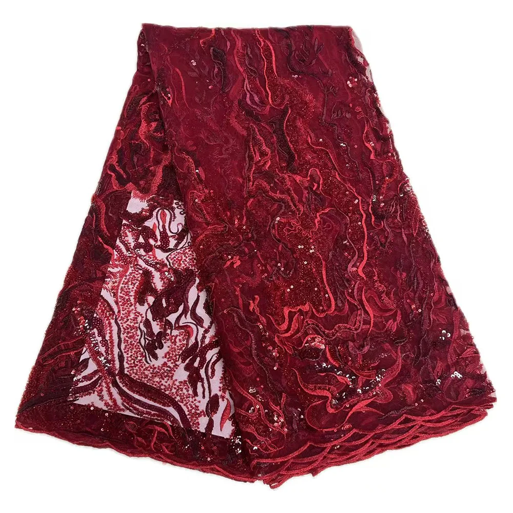 2025 أقمشة الدانتيل الأفريقي الفاخرة مطرز عالية الجودة النيجيري فستان الزفاف تول المواد الخياطة مطرز الدانتيل 5 ياردة الأقمشة