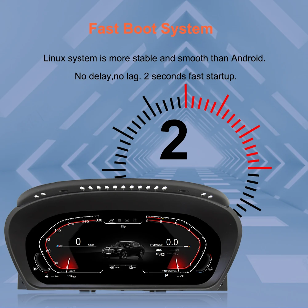 Bonroad 12,3-Zoll Digitales LCD-Armaturenbrett für BMW 5er Serie E60 E61 E63 E64 CCC CIC Tachometer Cockpit Virtuelles Panel – Detail 6
