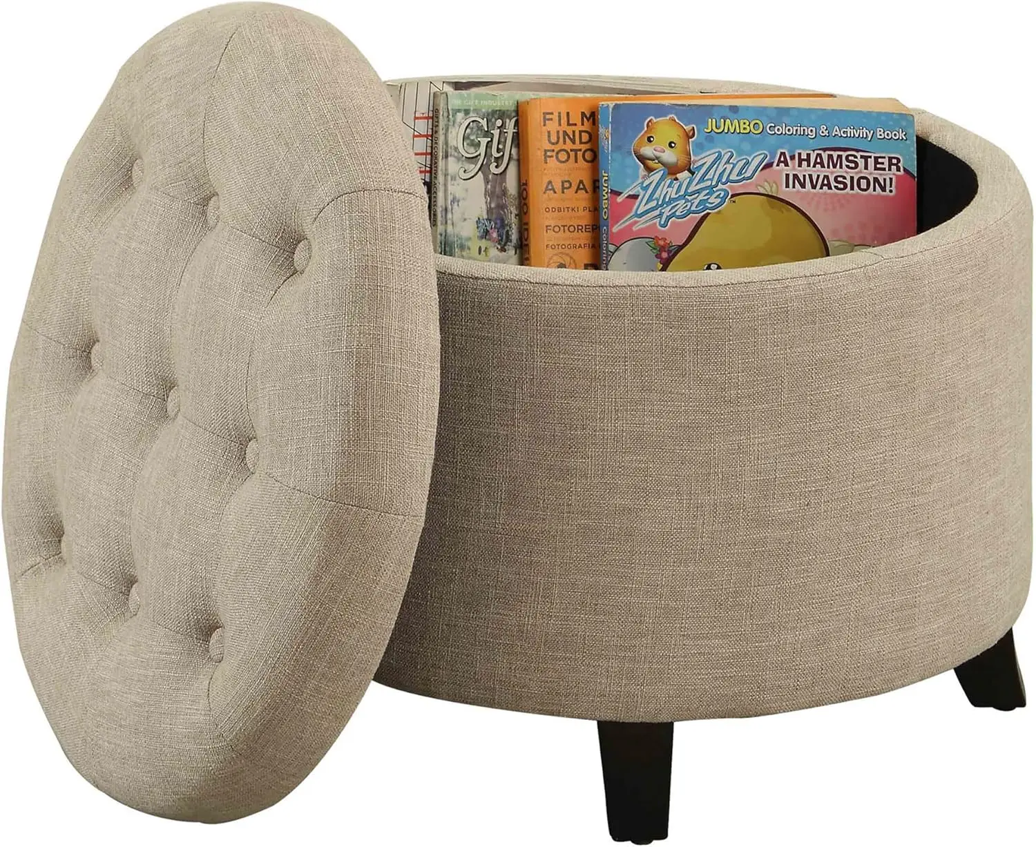 Convenience Concepts Designs4Comfort Storage Ottoman, Tan Fabric