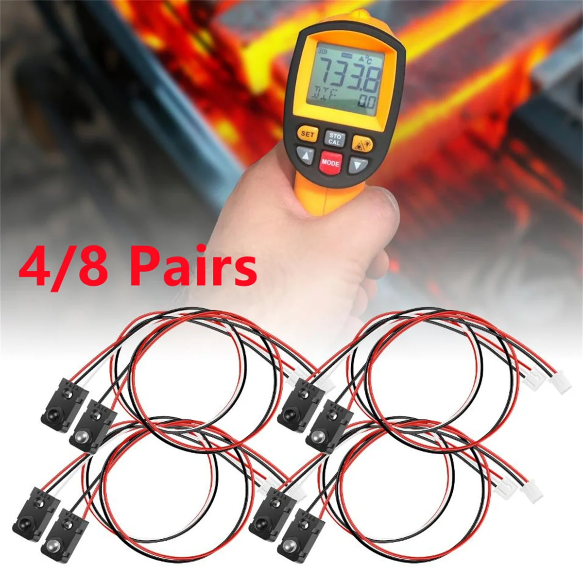 4/8 Pairs 24V Infrared Photoelectric Sensor 30cm Thru-Beam Photoelectric Switch Intelligent Counting Obstacle Avoidance Sensor