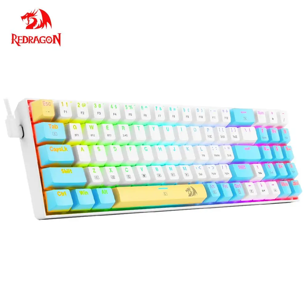 REDRAGON K688 Pro RGB USB игровая клавиатура Bluetooth Беспроводная 78-клавишная мультимедийная эргономичная клавиатура для н...