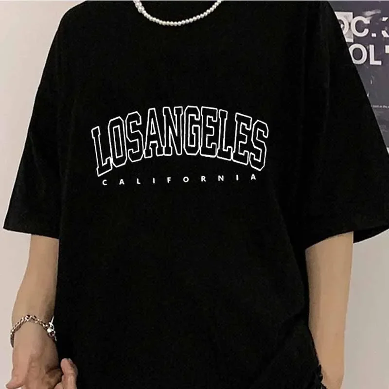 Los Angeles Print Casual Sports T Shirt Soft Crew Neck Top Short Sleeve Tee Women Clothing Summer T Shirt Outdoor Jogging Shirt