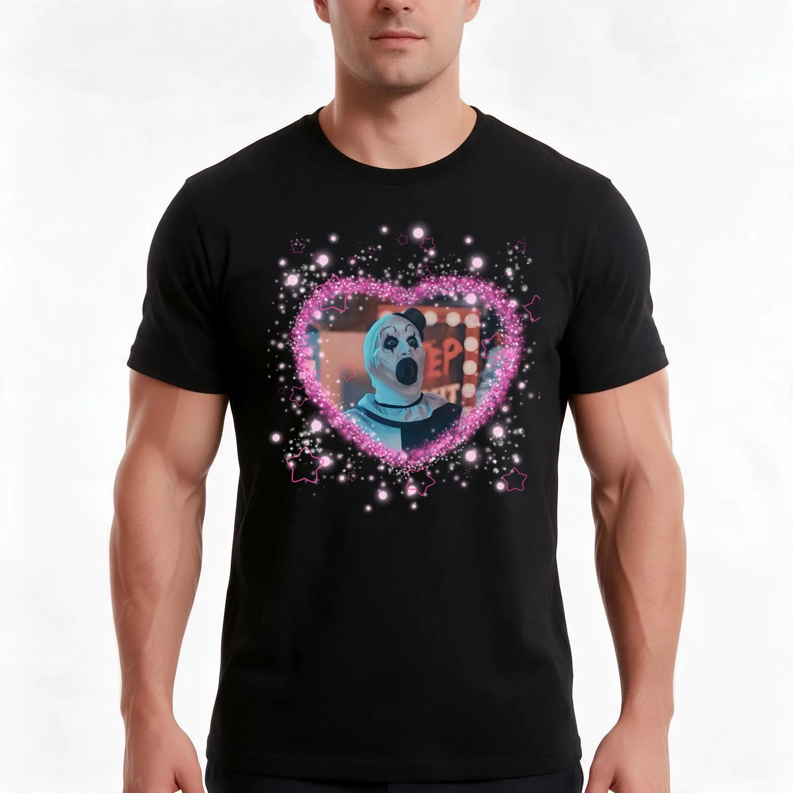 Art the clown heart frame T-Shirt Summer Casual Cotton Tee Oversized Streetwear Tops Vintage Graphic Print Unisex Men Women