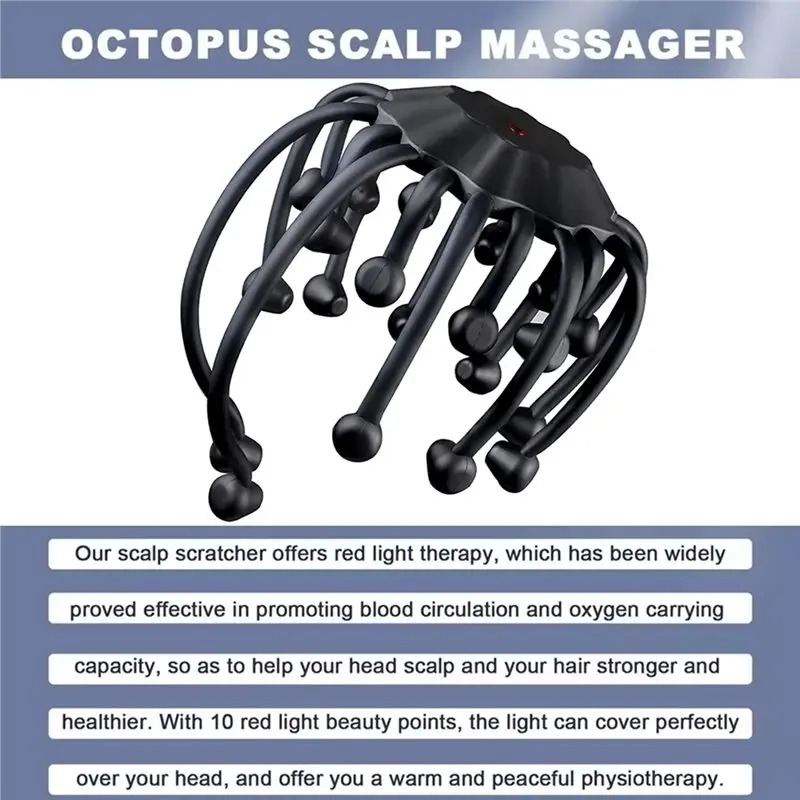 Electric Head Massager Bluetooth Music Vibration Octopus Design For Better Sleep Decompress Scalp Massage Head Scratcher Relax