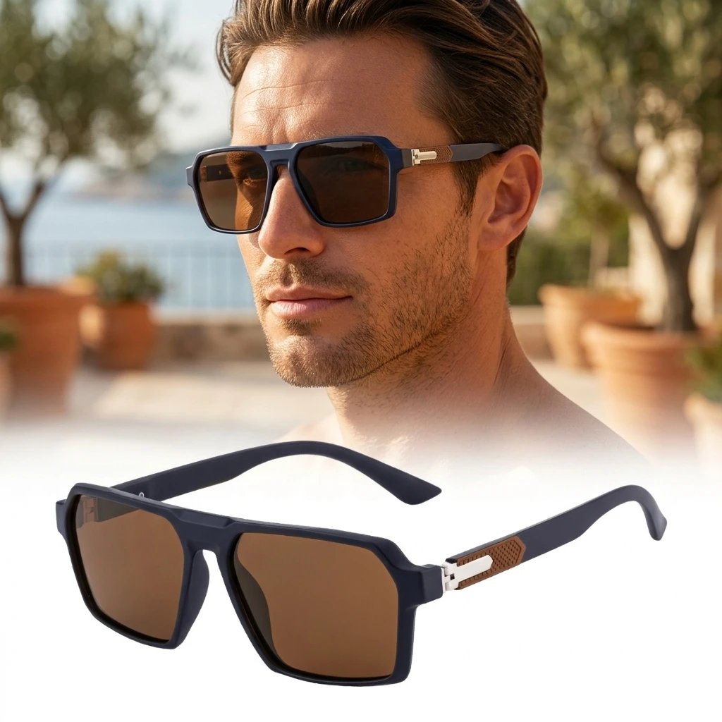 

Classic Square Polarized Sunglasses for Men UV400 Protection Lightweight PC Frame Driving Fishing Outdoor Sun Glasses