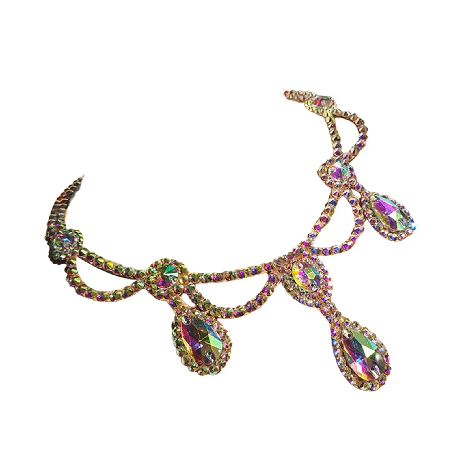 Dance Necklace Jewelry Costume Accessories Colorful Rhinestone Elegant for Prom Stage Performance Latin Ballroom Dancing Women