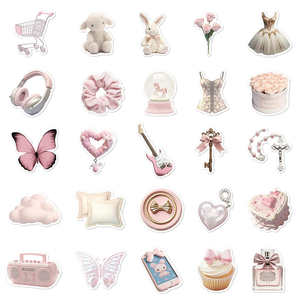 10/30/50pcs Cute Pink Ballet Girls Stickers Ins Style Decals DIY Decoration For Laptop Notebook Suitcase Laptop Phone Toys Gift