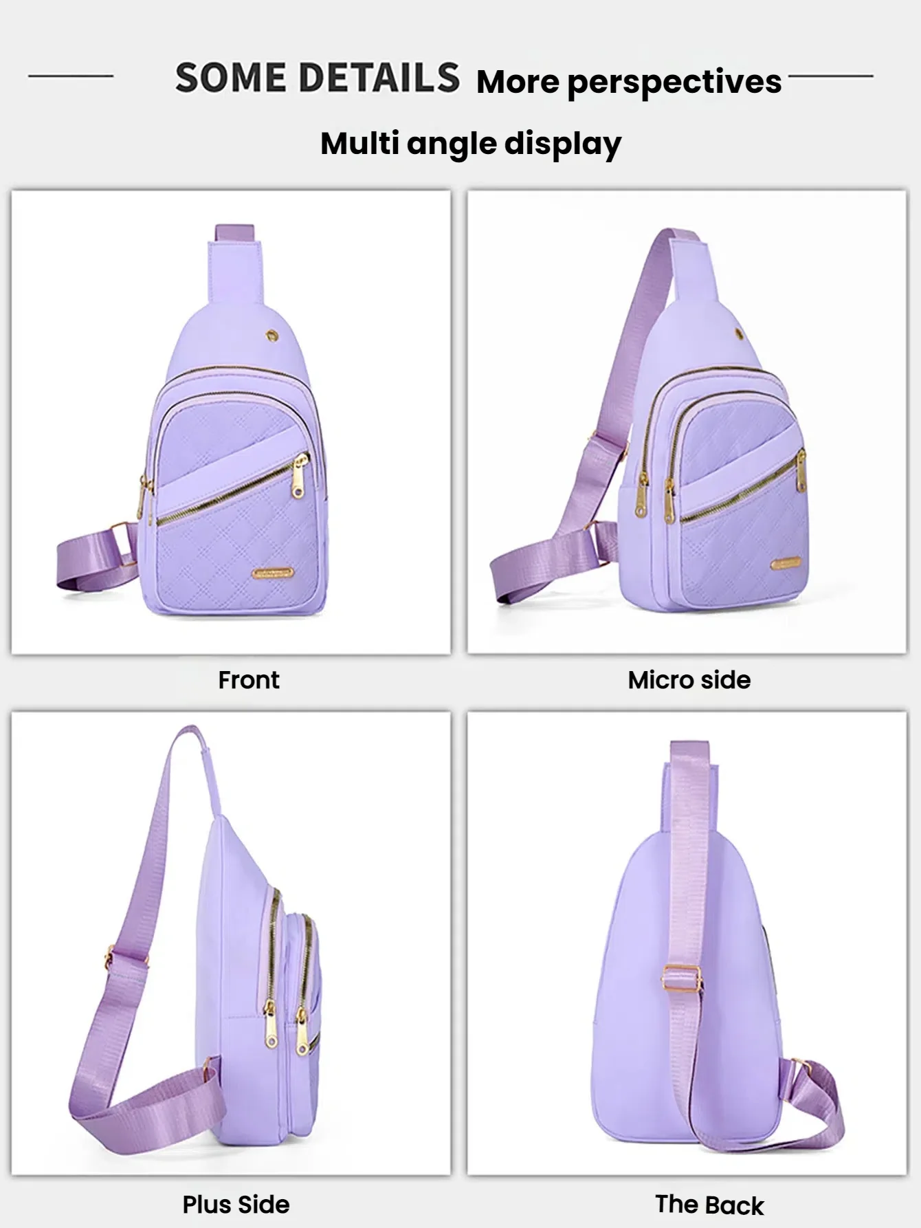 Freizeit-Stepp-Umhängetasche für Damen, Brusttasche mit Kopfhörerloch, Outdoor-Wandertasche, geeignet für den täglichen Gebrauch und Reisen – Detail 11