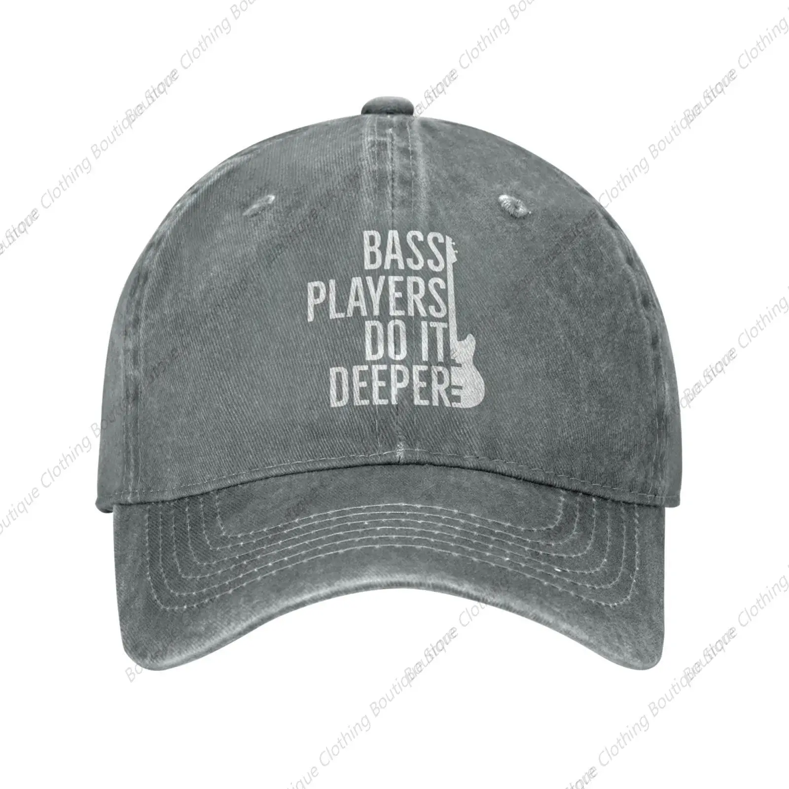 Bass Guitar Lover Hat Cap Bass Player Do It Deeper Hat for Men Dad Hat Cool Cap Gray