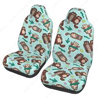 Cartoon Otter Car Seat Covers Set of 2 Auto Accessories Protectors Decor Universal Fit for Most Vehicle Auto Front Seats Covers