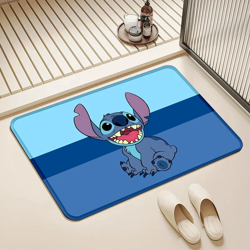 

Disney Stitch Blue Stripe Door Mat Non-Slip Washable Floor Rug for Home Kids Room Bathroom Decor