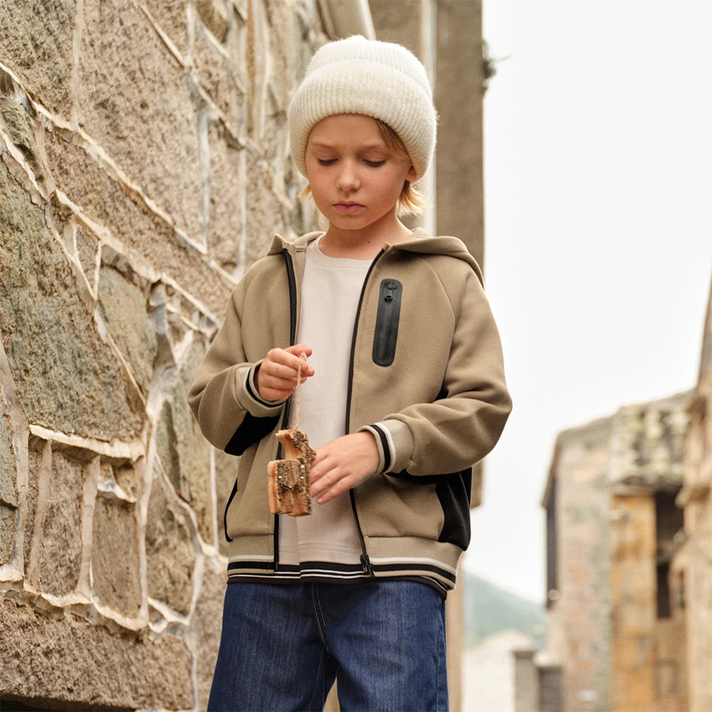 Dave Bella Boys Spring Autumn Knitted Hooded Jacket Coat for Children Casual Outdoor Outwear Kids Clothing DK3253253