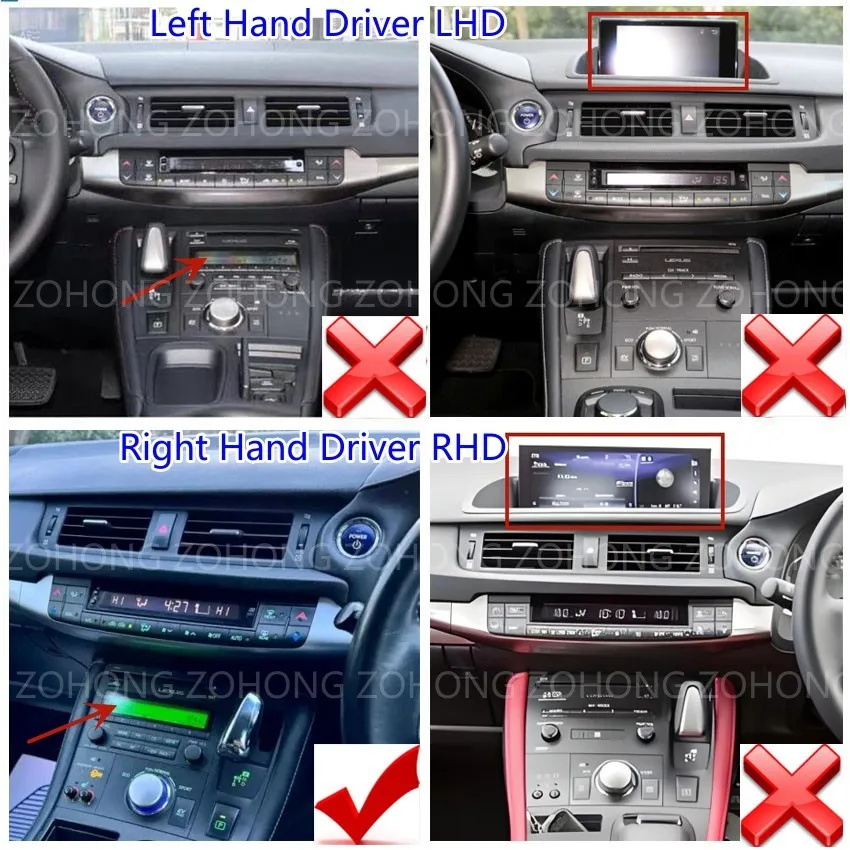 右ハンドル車用 レクサス CT200H Android Auto ステレオヘッドユニット