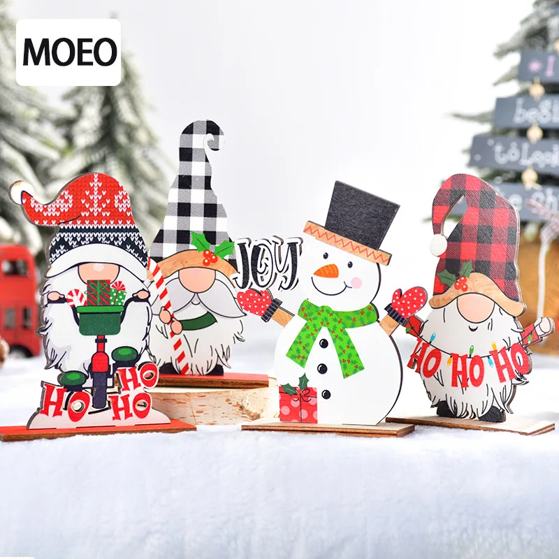 Christmas Gifts Reindeer Snowman Santa Claus Wood Crafts Xmas Ornaments Merry Christmas Party Home Table Decorations Kerst Gifts