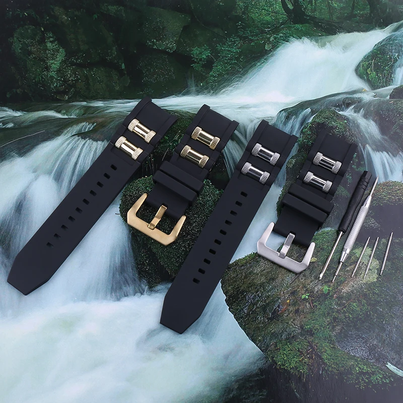 Correa de silicona de 26 mm para reloj Invicta Pro Diver con tornillo metálico, correa de repuesto de caucho deportiva negra resistente al agua con hebilla