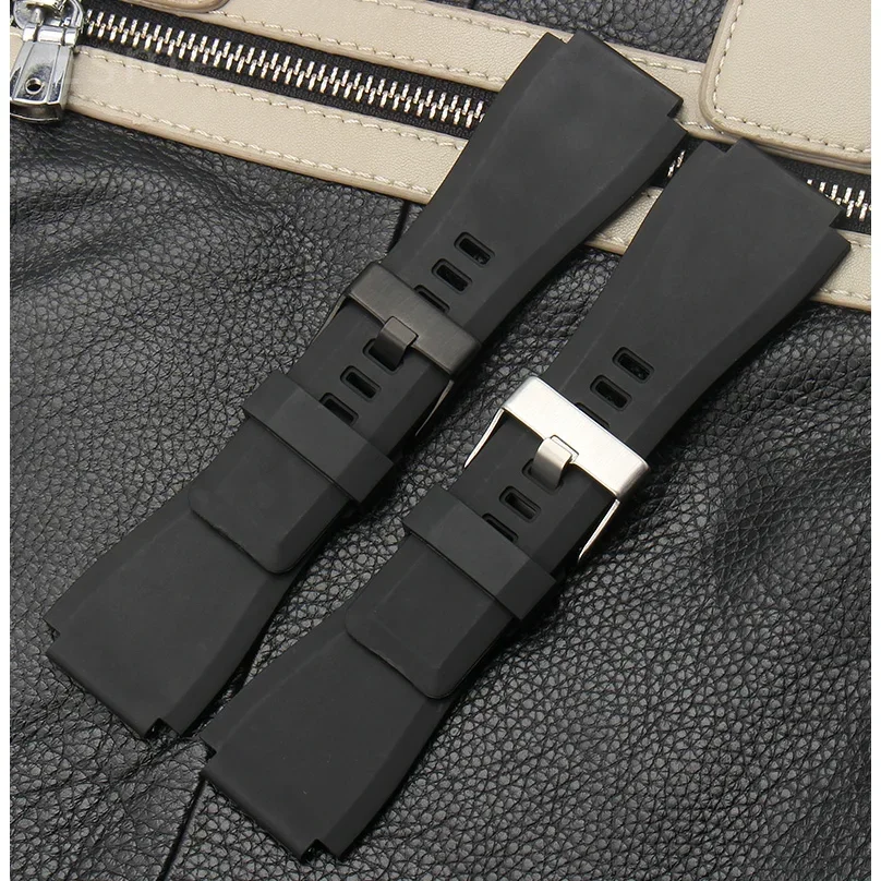 Bandas de silicona para reloj, accesorio de calidad superior, suave, sin polvo, resistente al agua, transpirable, 24mm, para la serie Bell Ross BR01 BR03