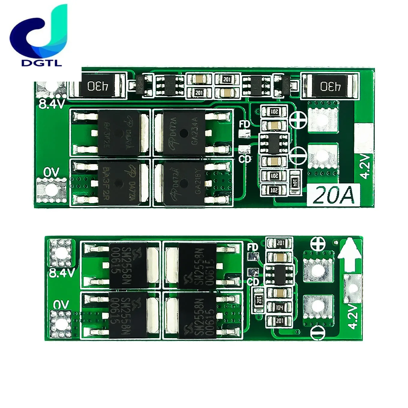 

2S 7.4V 8.4V 18650 lithium battery protection board with balanced 20A current balanced board