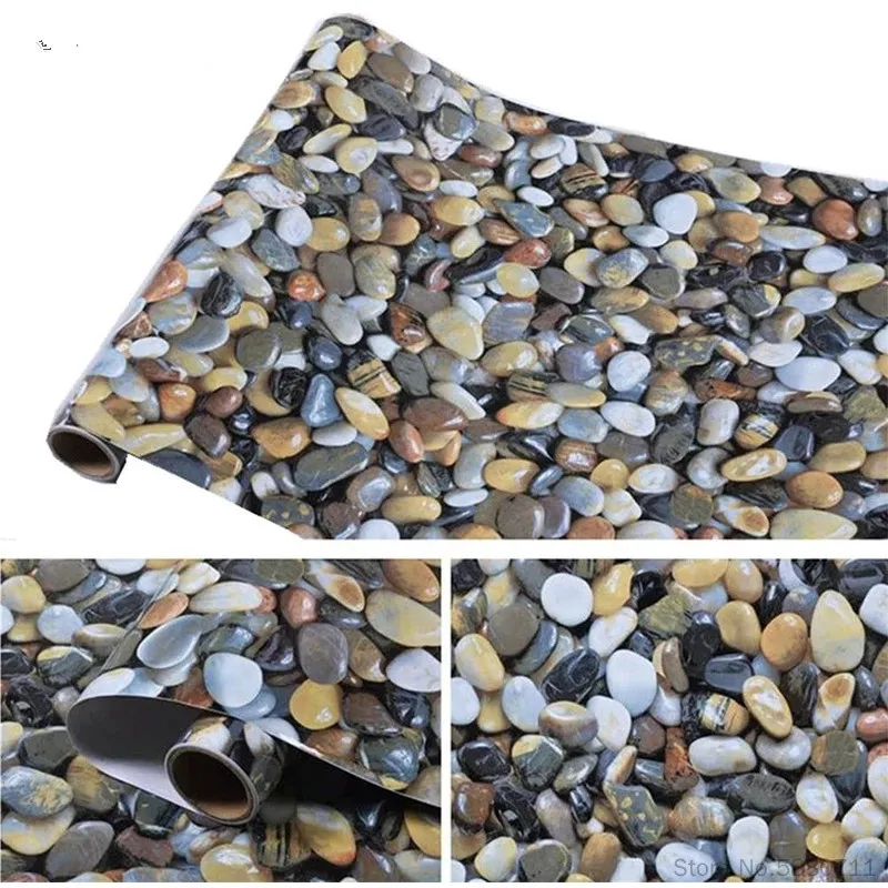 

10m Pebbles Self Adhesive Vinyl Wallpaper Wrap Film 3D Kitchen Countertop Peel Stick Decal Wallpaper DIY Wall Stickers