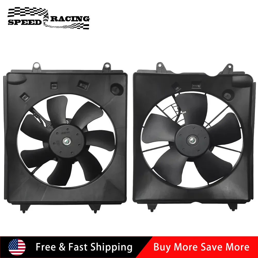 

38615-5LA-A01 19015REZA01 19020RSAG01 2pcs A/C Radiator Left + Right Condenser Cooling Fan For 2010-2016 Honda CR-V CRV 2.4L