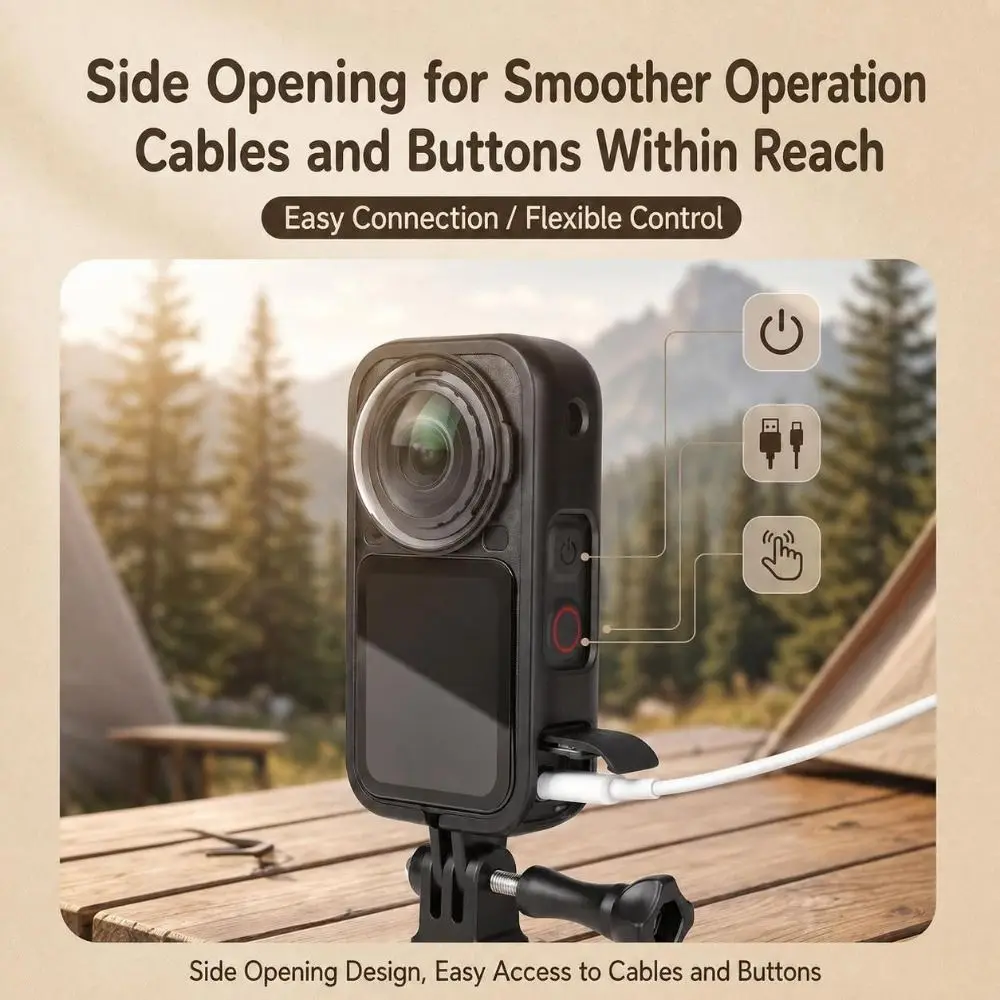 Shock Resistant Camera Mounting Cage PVC Open Frame Action Camera Cage Precise Cutouts Mount Adapter for Insta 360 X6
