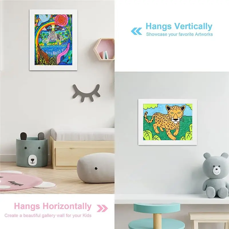 A25I Kids Art Frames, Front Opening Kids Artwork Frames Changeable, Artwork Display Storage Frame for A4 Paper - 2PCS White