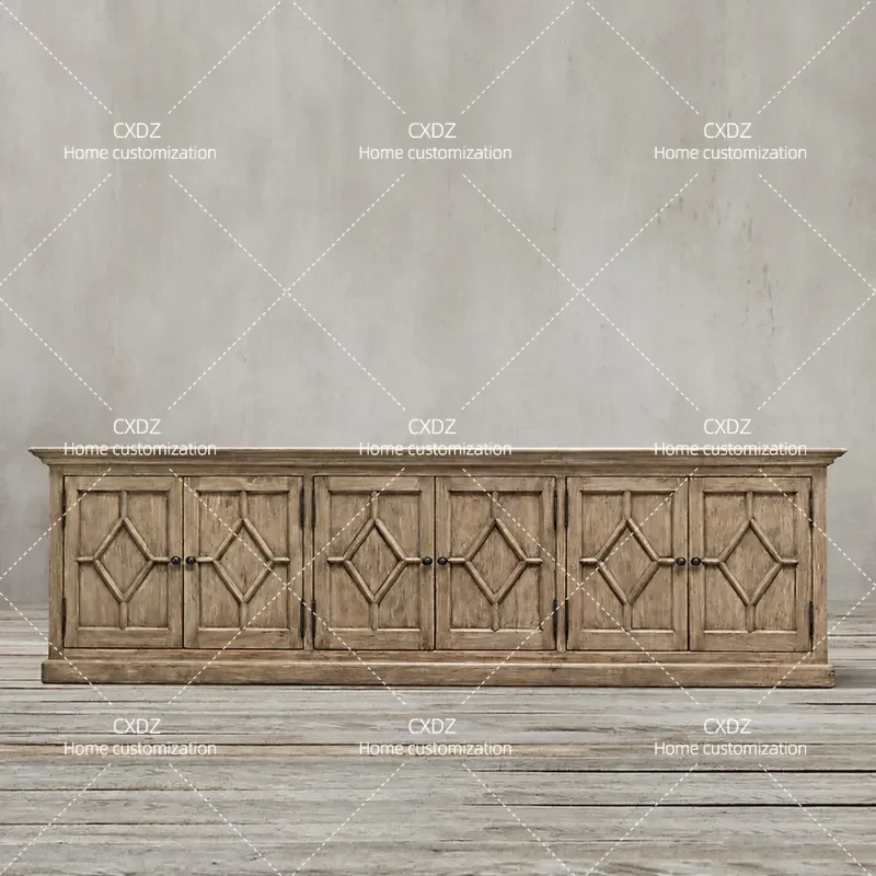 Solid Wood TV Cabinet Modern Simple Living Room Floor Console Wall Mounted Storage Unit Decorative Media Stand for Home