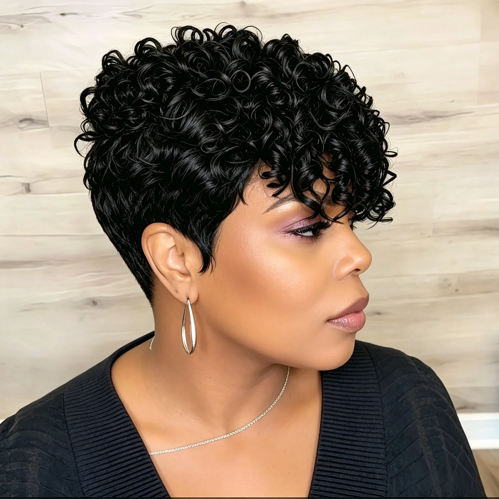 8 Inches Pixie Cut Wigs for Women with Bangs