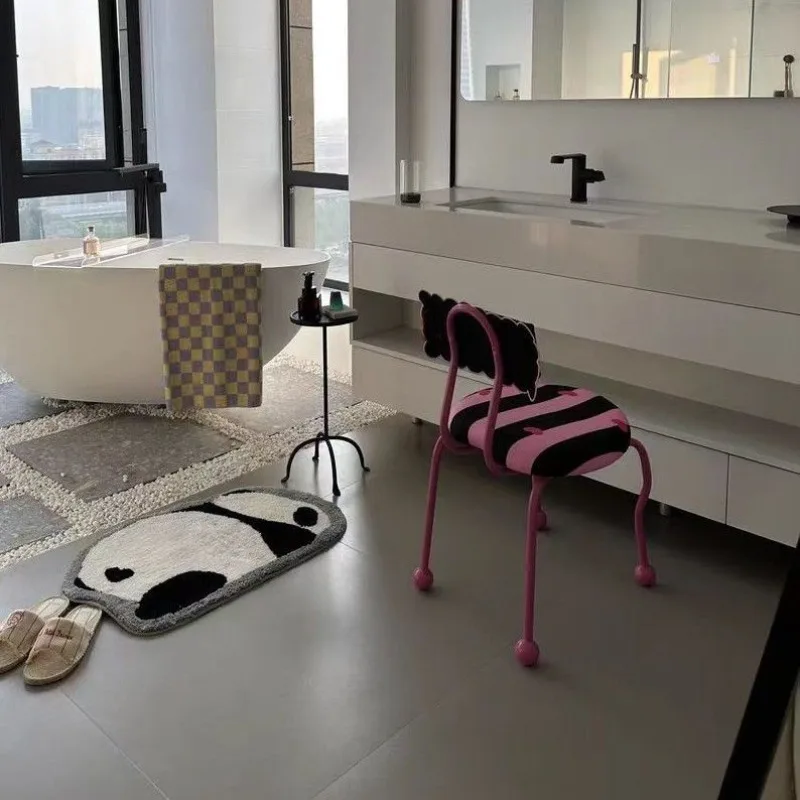 

Dopamine personality love striped wrought iron makeup chair dining room bedroom study chair backrest stool