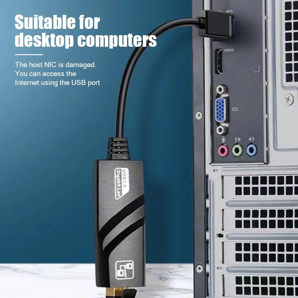 USB 3.0 to RJ45 Gigabit Ethernet Adapter 100/1000Mbps Network Card with for Laptop PC MacBook