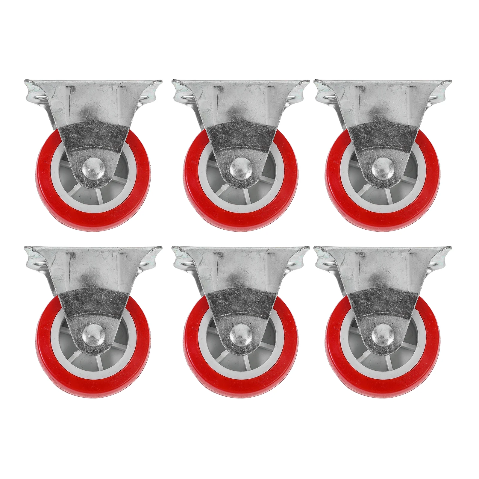 6 Pcs Industrial Casters Rubber Wheels Outdoor Plate Heavy Duty Furniture Workbench