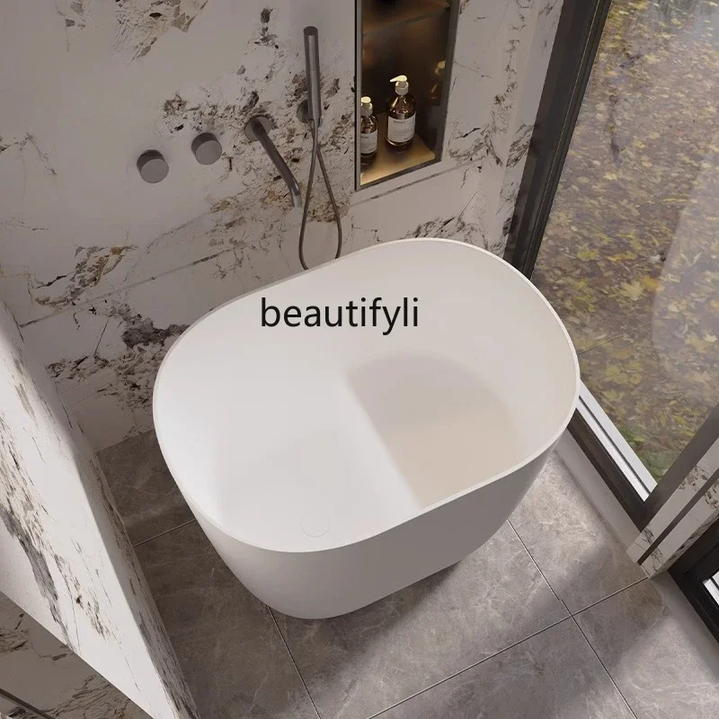 X Polymer artificial stone deep bubble, household seated oval bathtub