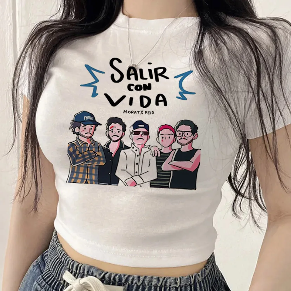 Morat crop top girl meme japan goth streetwear cute top tees kawaii gyaru graphic scene  grunge