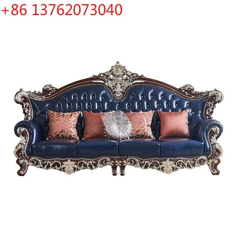 

European sofa living room luxury villa large carved all solid wood sofa