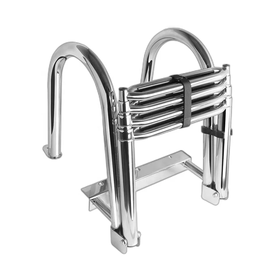 Sinooutput Marine Hardware Parts AISI316/304 Stainless Steel Concealed Folding Handrail Telescopic Handing Ladder for Yacht