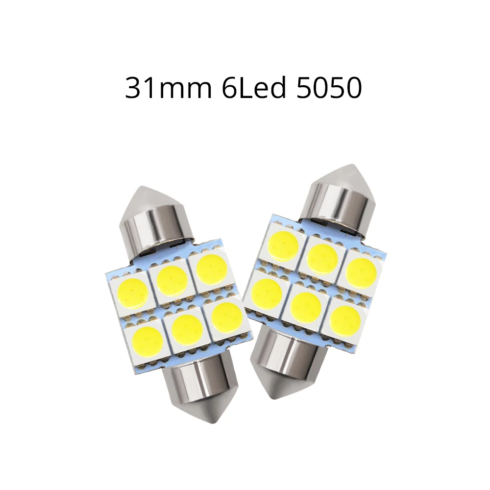 1200 pcs  Festoon 31MM 5050 6SMD LED Bulb C5W Car Dome Light Auto Interior Map Roof Reading Lights DC12V White