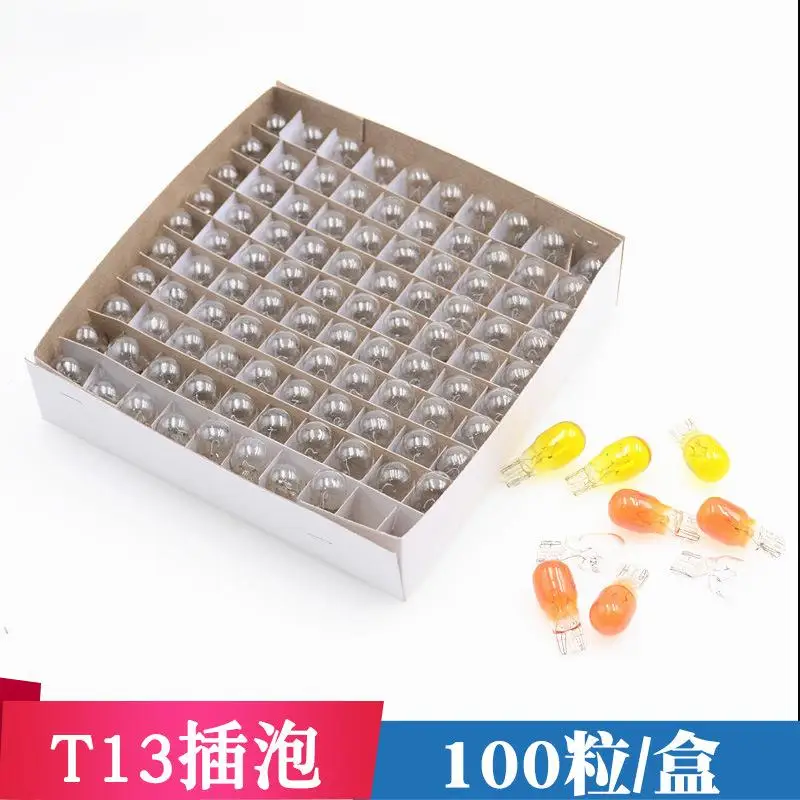100Pcs/Box T13 Halogen Lamp Clear Glass Warm White Amber 10W Car Interior Light Clearance Light Automotive Halogen Light Bulbs