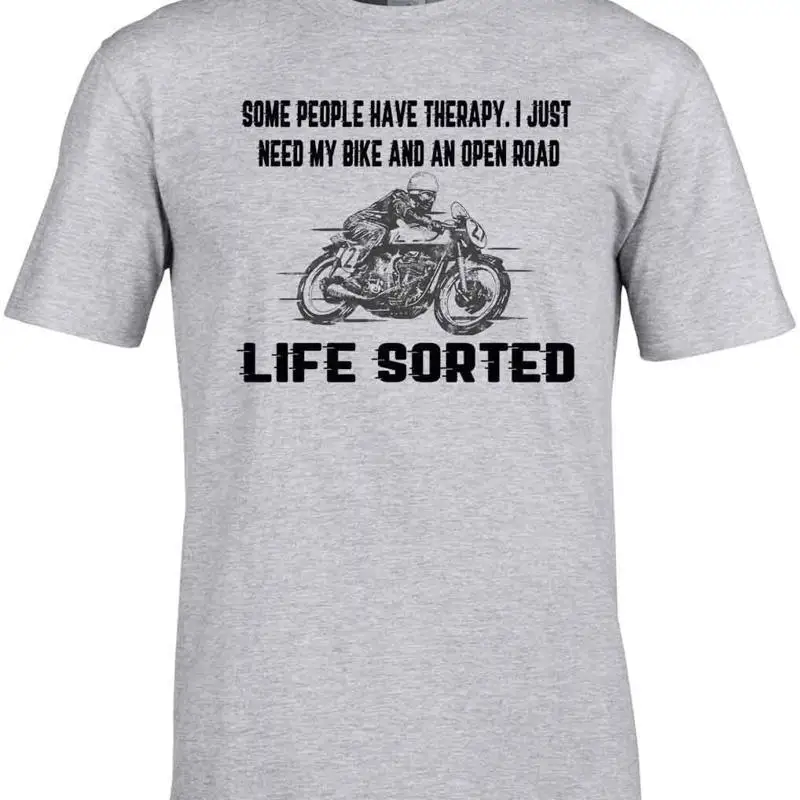 Biker T Shirt Life Sorted Therapy Cafe Racer Motorbiker Cyclist Motor Greaser