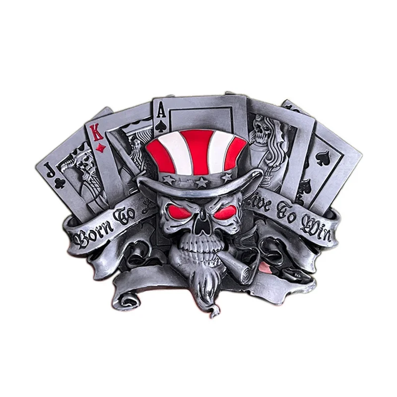 

Lotte Junsen Skull playing card belt buckle Western style