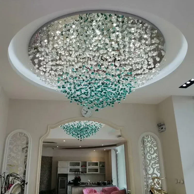 Modern Luxury DIY Glass Large Crystal Stone Chandelier LED Pendant Lamp For Villa Hanglamp Project Ceiling Home Decor Lighting