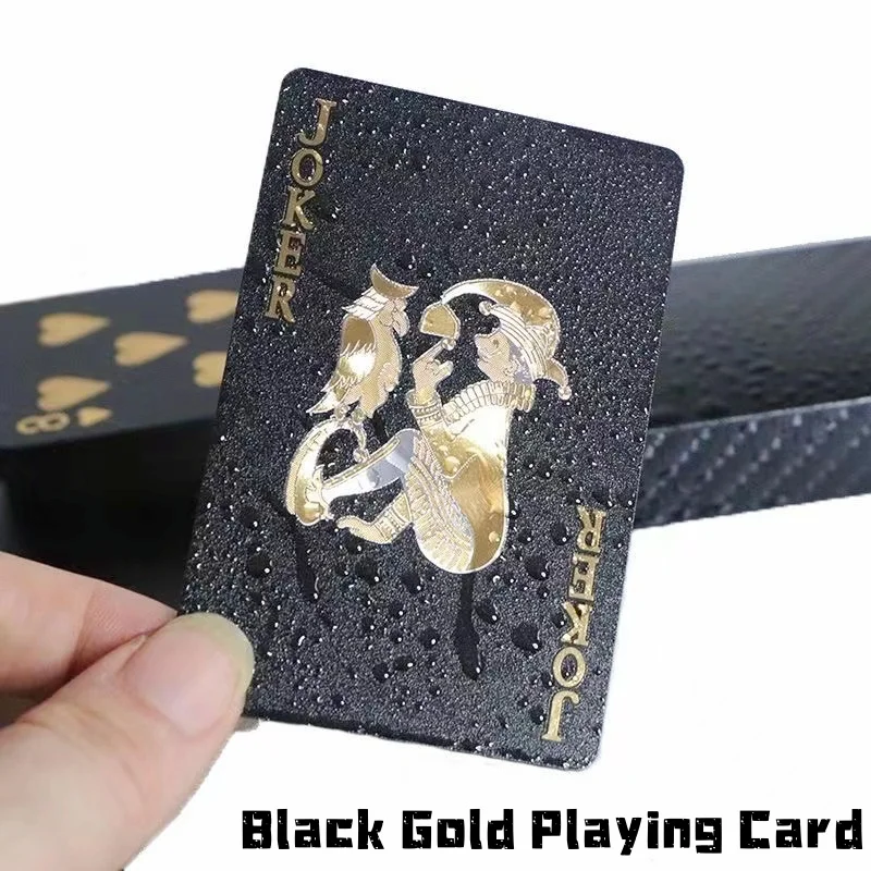 Colore Nero Oro Carte da gioco Gruppo di carte da gioco Impermeabile Lamina d'oro Carte da gioco di fascia alta Pacchetto Gioco da tavolo Collezione regalo