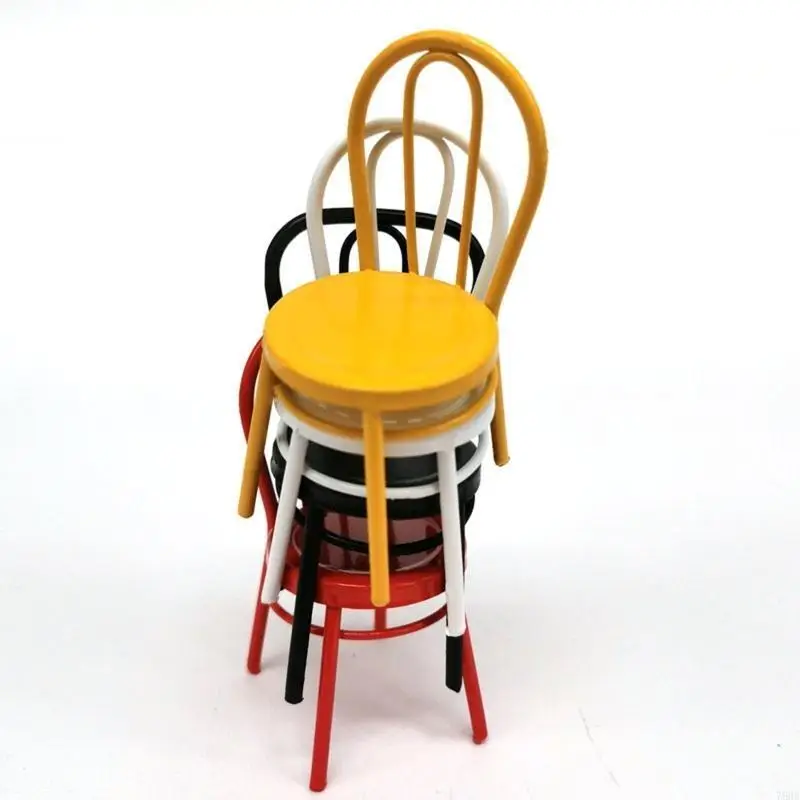 76HF دمية كرسي حديد صغير لوحة زيتية لأثاث بيت الدمية لتقوم بها بنفسك دور للعب اكسسوارات ديكور مسرح الأطفال #5