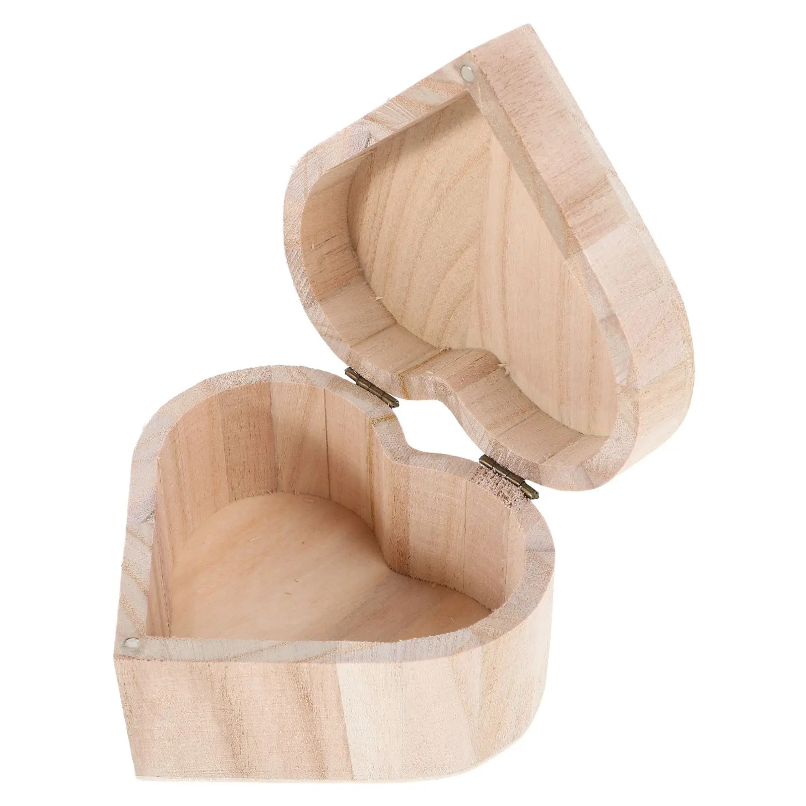 Wooden Storage Box Heart Case Container Shaped Unfinished Boxes with Cover Base